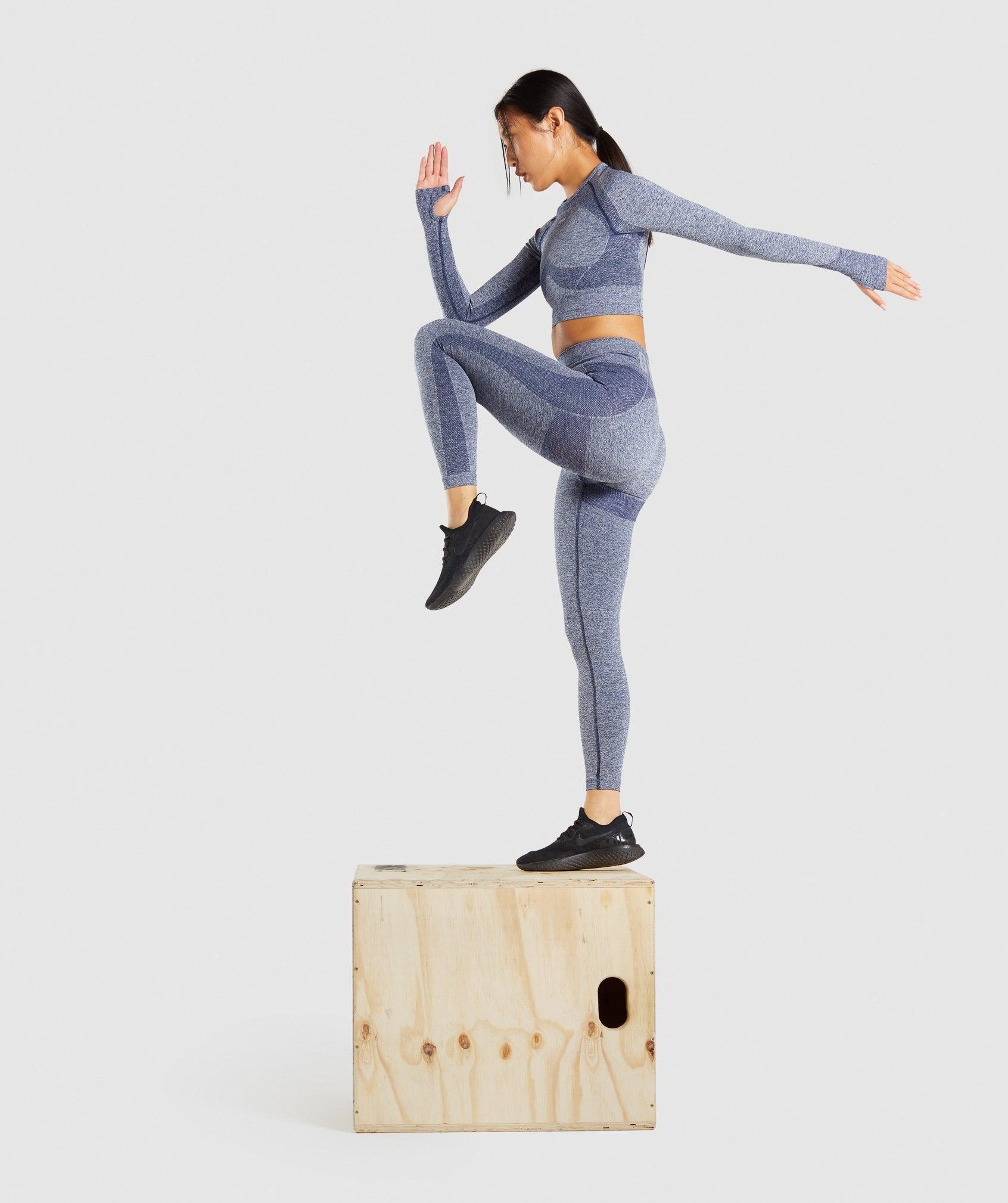 Gymshark Flex High Waisted Leggings - Navy Marl/Light Grey Female Product Image