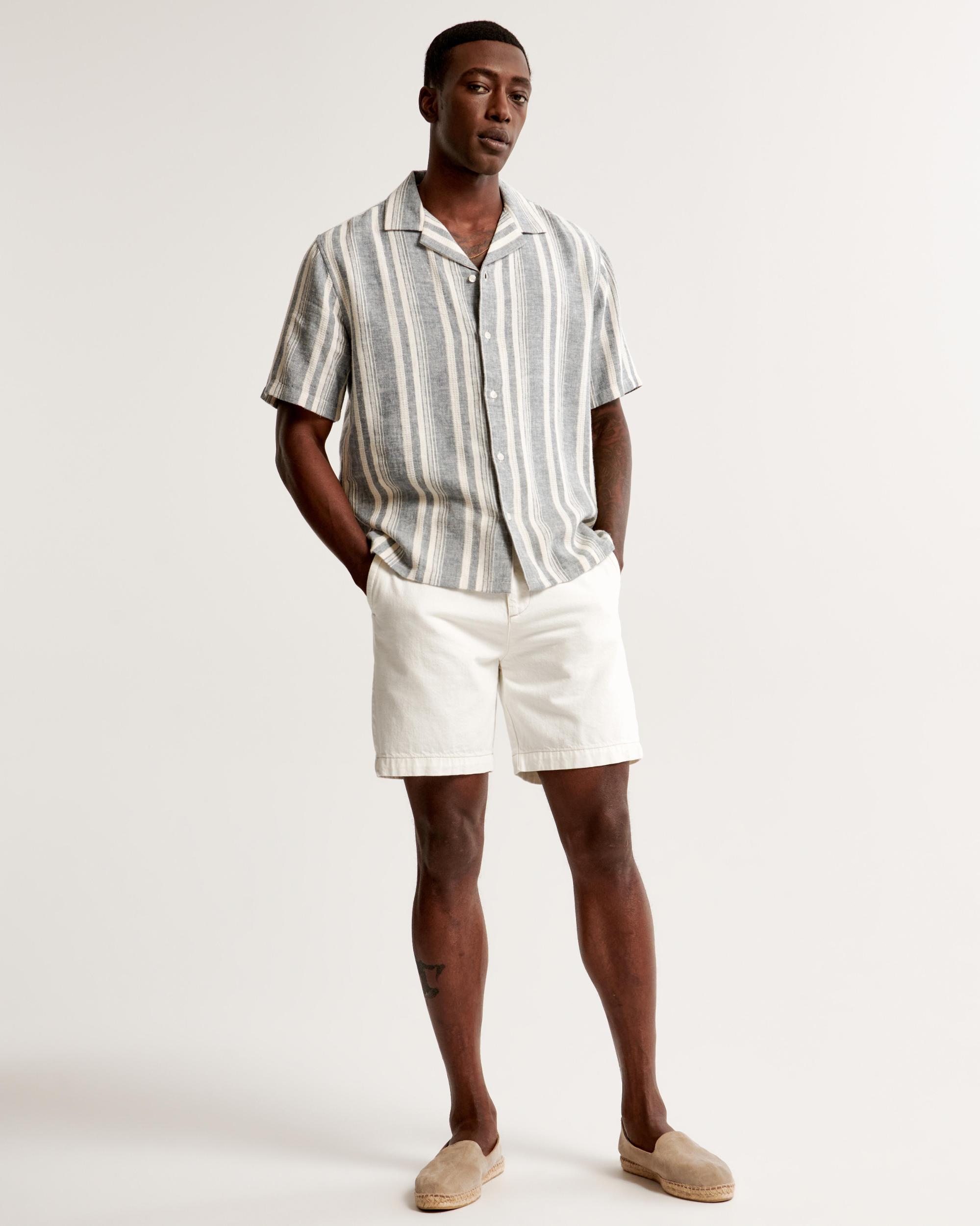 Camp Collar Linen-Blend Shirt Product Image