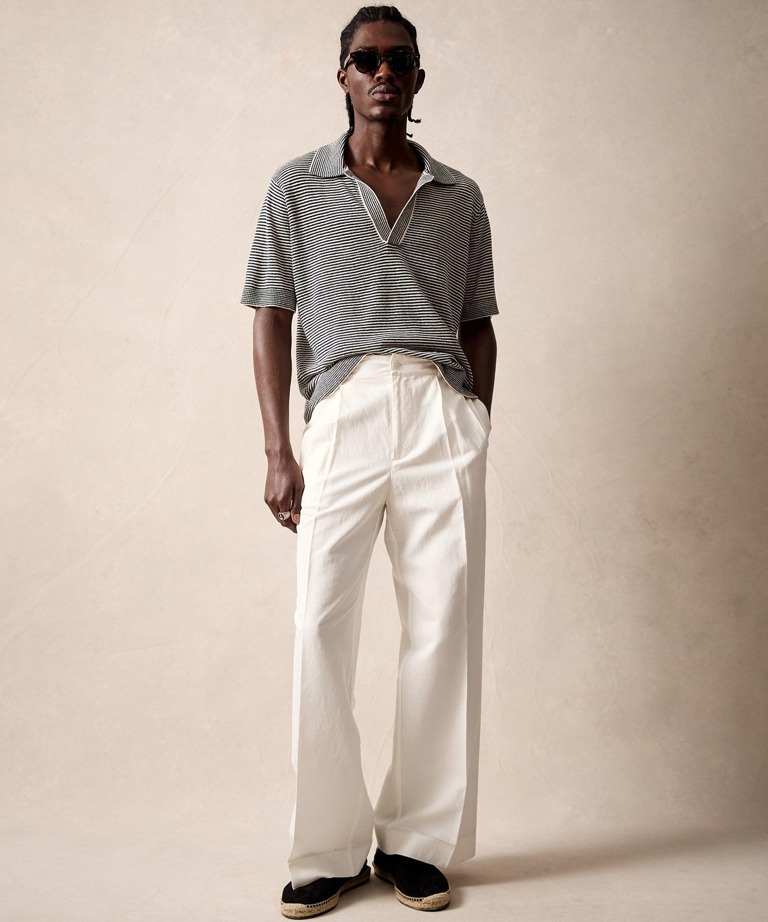 Italian Cotton Linen Gaucho Pant in White Product Image