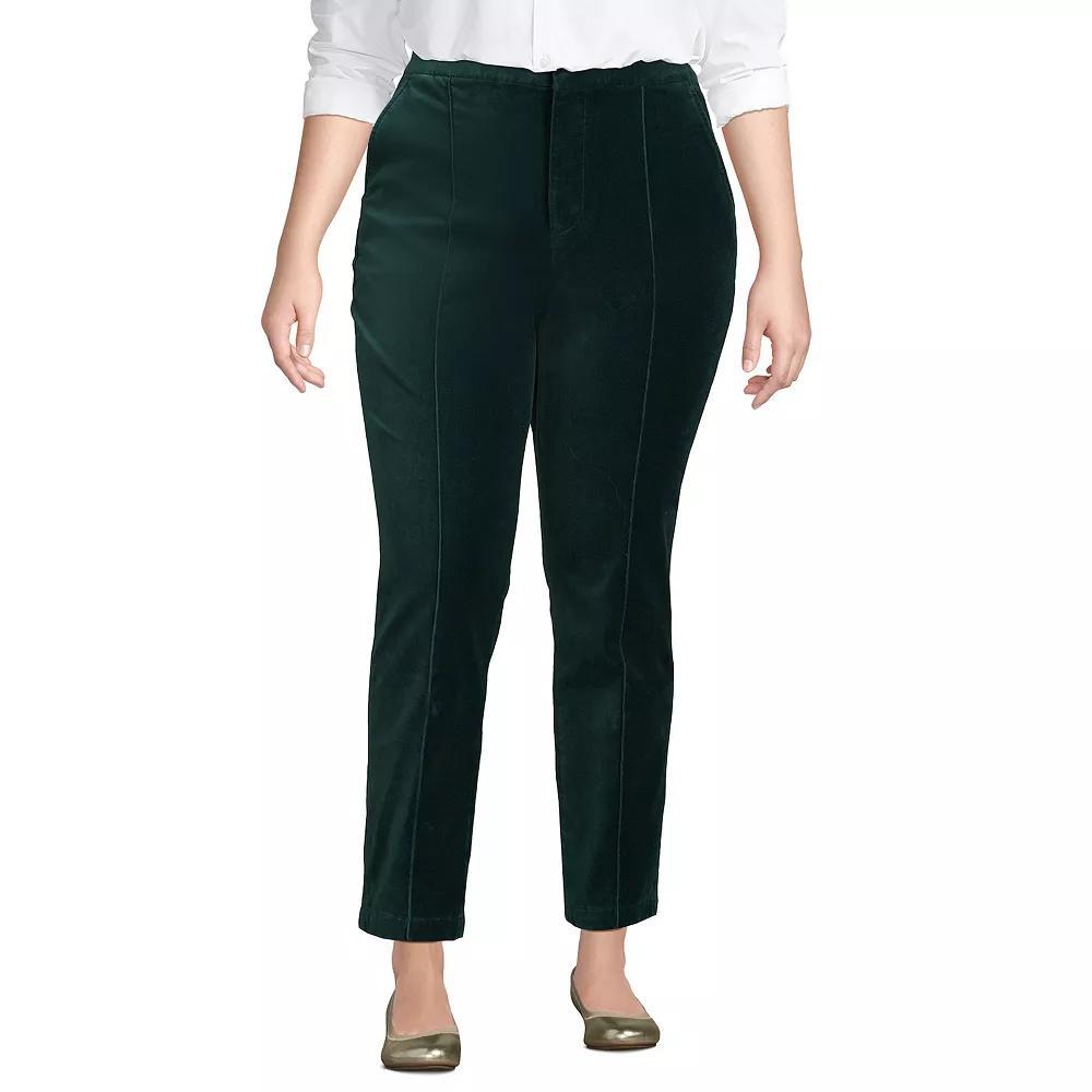Women's Lands' End Velvet High Rise Pintuck Pencil Ankle Pants, Size: 18, Deep Balsam Product Image