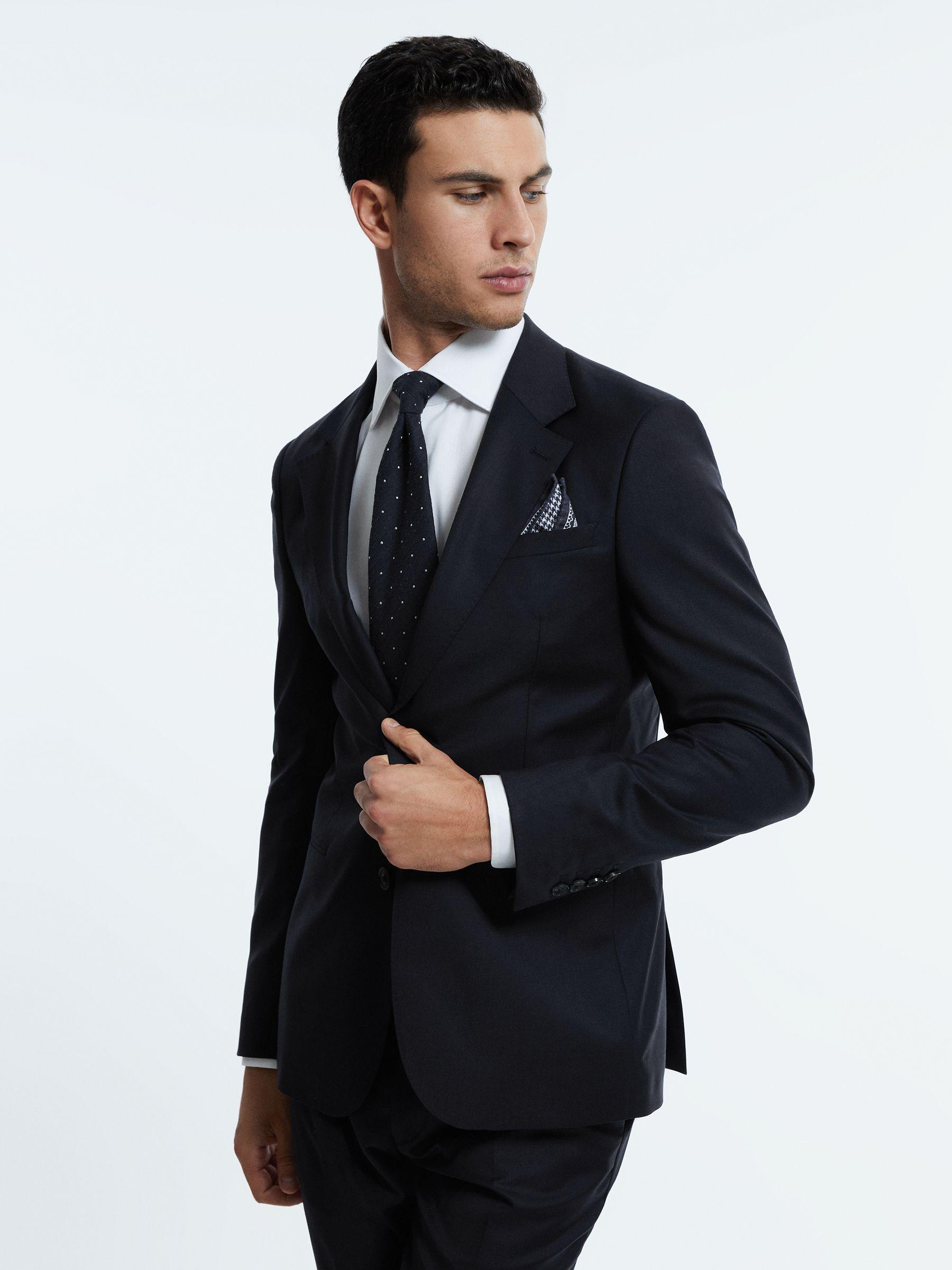 Atelier Wool Cashmere Slim Fit Single Breasted Blazer in Midnight Navy Product Image