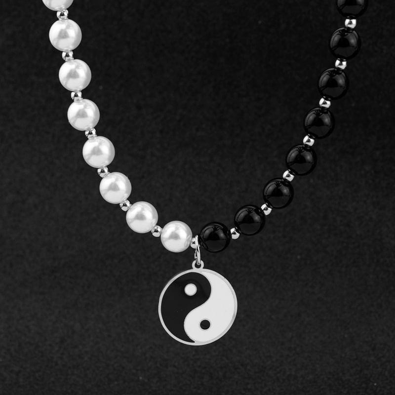 Yin Yang Tai Chi Symbol Beaded Necklace Product Image