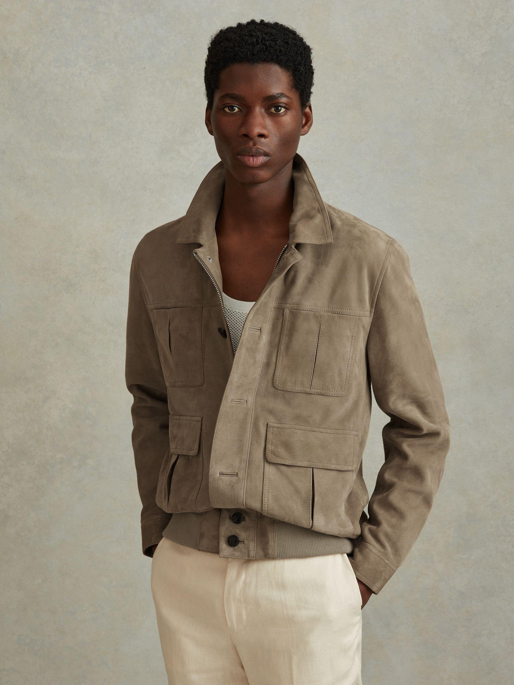 Suede Chest Pocket Jacket in Pistachio Product Image