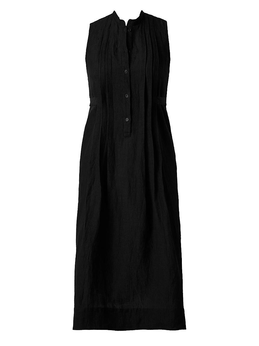Womens Pleated Linen Cover-Up Dress Product Image