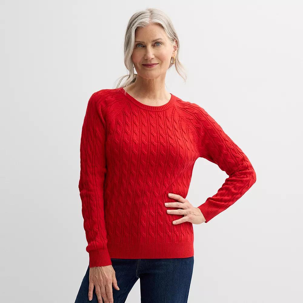 Womens Croft & Barrow The Extra Soft Cabled Crew Neck Sweater Flynn Blue Product Image