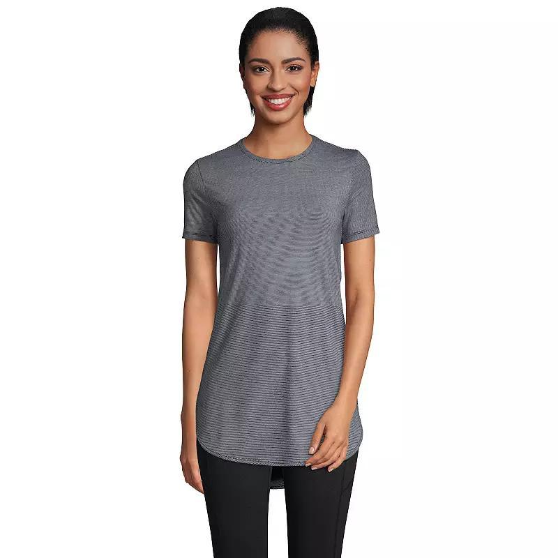 Women's Lands' End Moisture-Wicking UPF 50 Tunic, Size: XS, Black Pinstripe Product Image