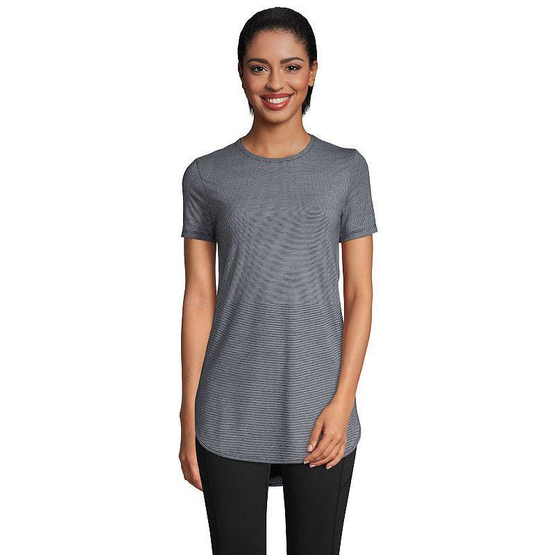 Women's Lands' End Moisture-Wicking UPF 50 Tunic, Size: XS, Black Pinstripe Product Image
