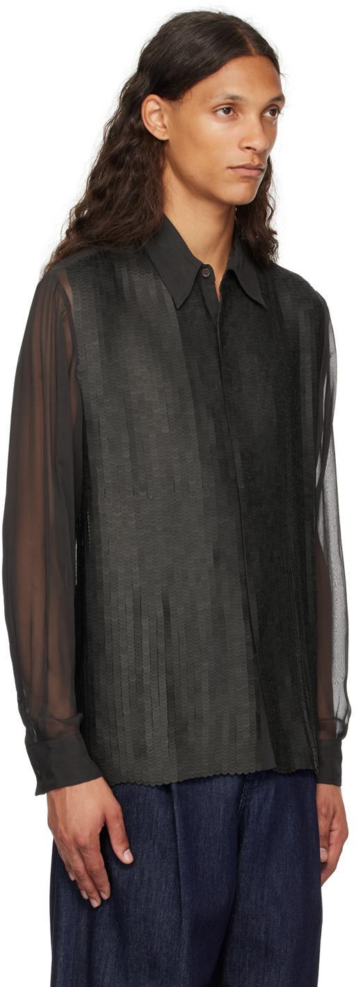 DRIES VAN NOTEN Black Sequinned Shirt In 606 Khaki Product Image