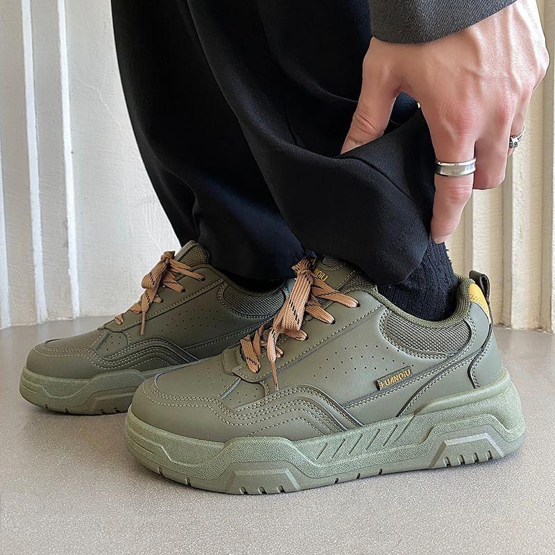 Lettering Platform Lace-Up Sneakers Product Image