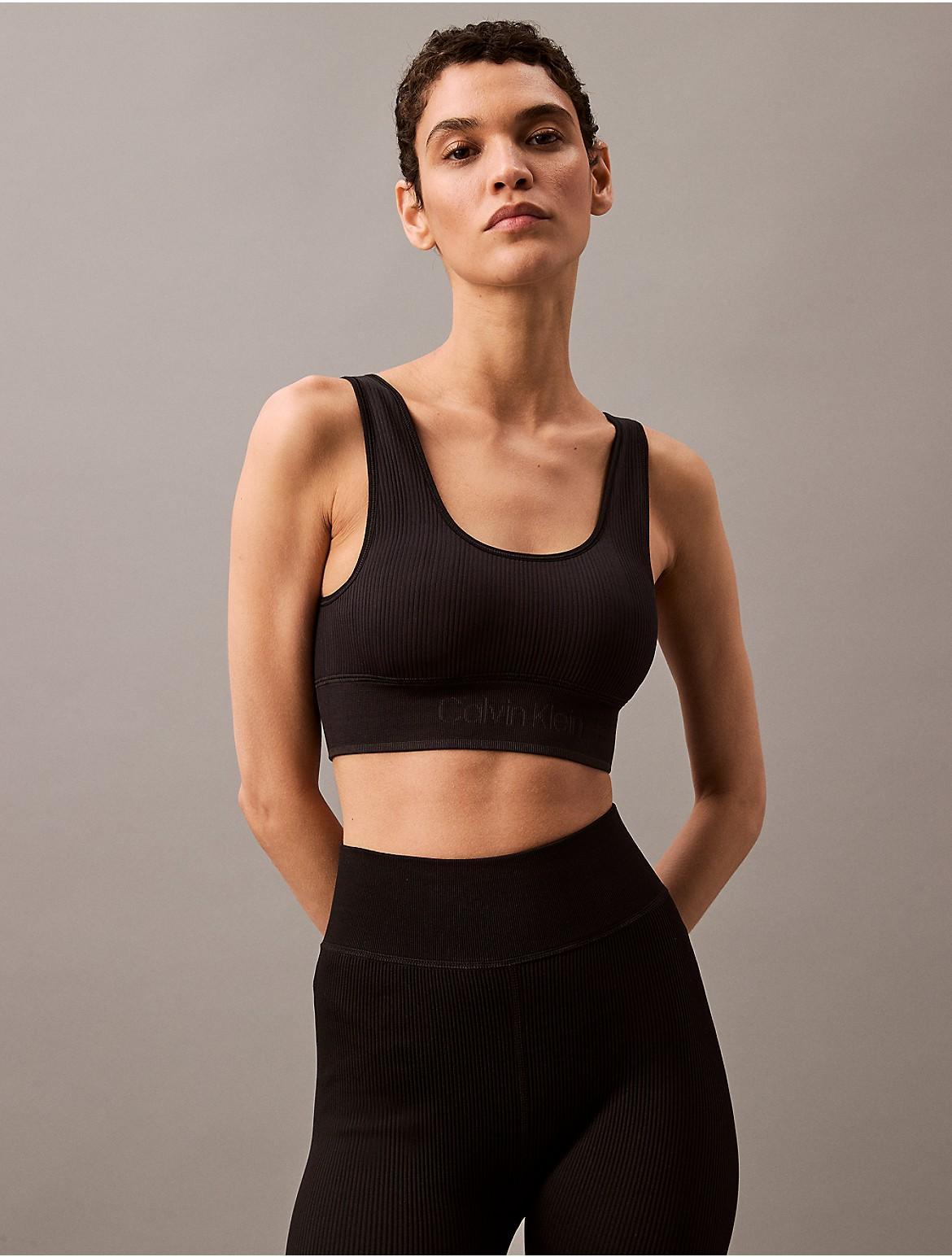 Calvin Klein Women's Rib Sport Medium Impact Sports Bra - Black - M Product Image