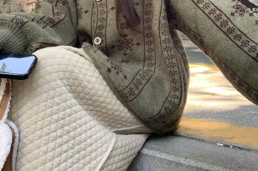 Round Neck Patterned Cardigan Product Image