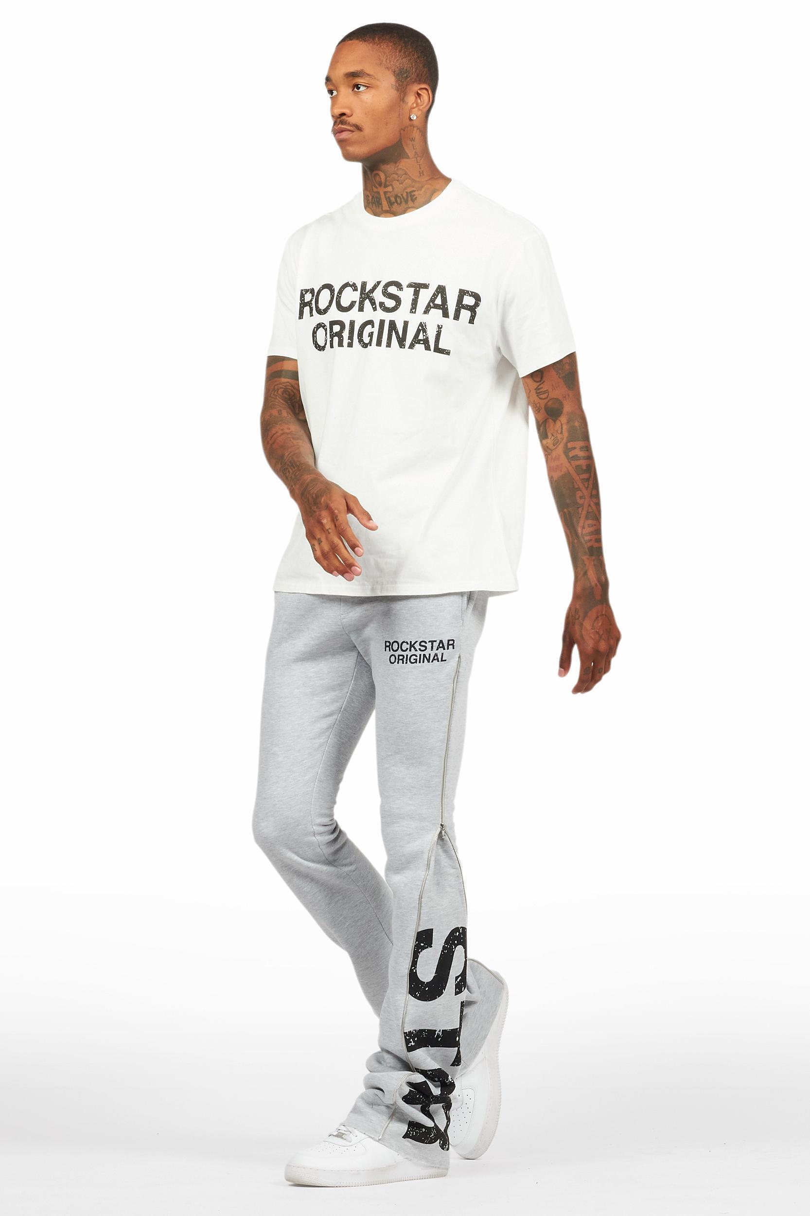 Deniska Heather Grey T-Shirt/Baggy Stacked Flare Track Set Male Product Image