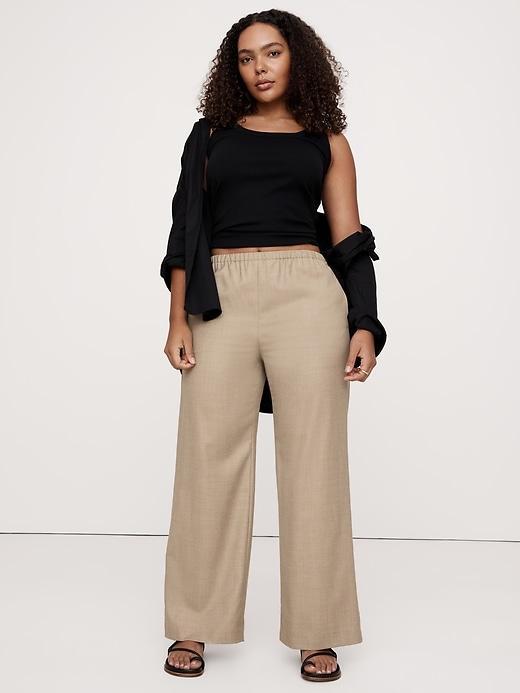 Pull-On Wide-Leg Drapey Twill Pant Product Image