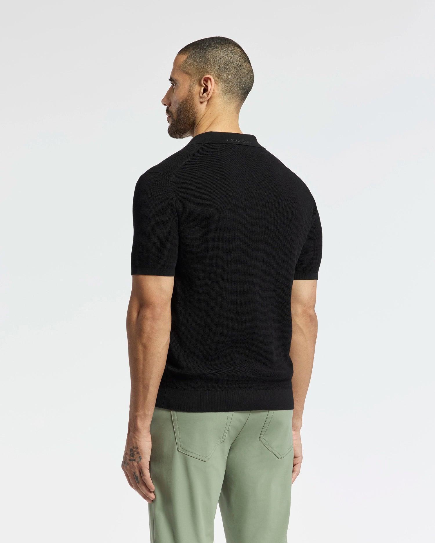 Men's Leeton Johnny Collar Knit Polo 001 BLACK / M Product Image