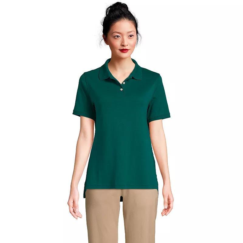 Women's Tall Lands' End School Uniform Short Sleeve Interlock Polo, Size: Small Tall, Blue Product Image