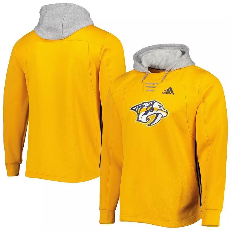 Men's adidas Gold Nashville Predators Skate Lace Primeblue Team Pullover Hoodie, Size: Small, Pdt Gold Product Image