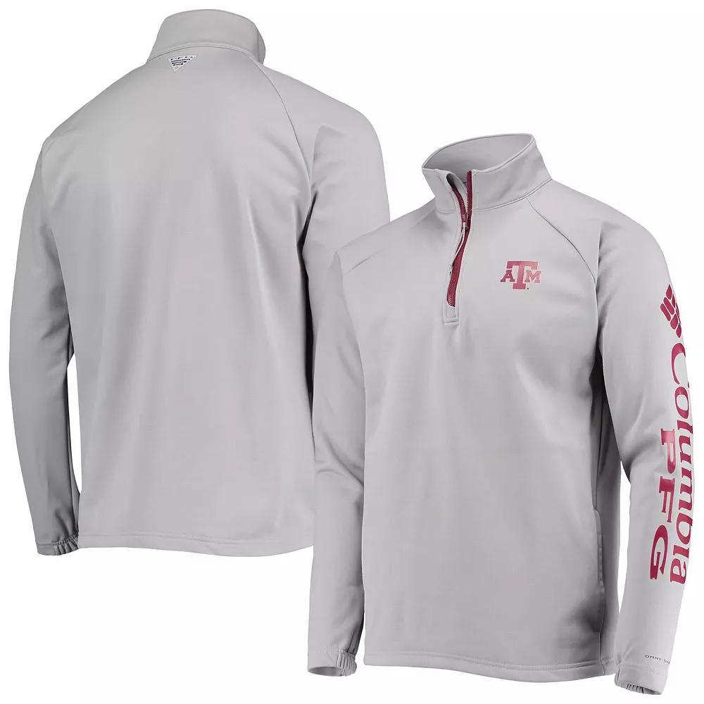 Men's Columbia Gray Texas A&M Aggies Terminal Tackle Fleece Raglan Omni-Shade Quarter-Zip Jacket, Size: XL, Grey Product Image
