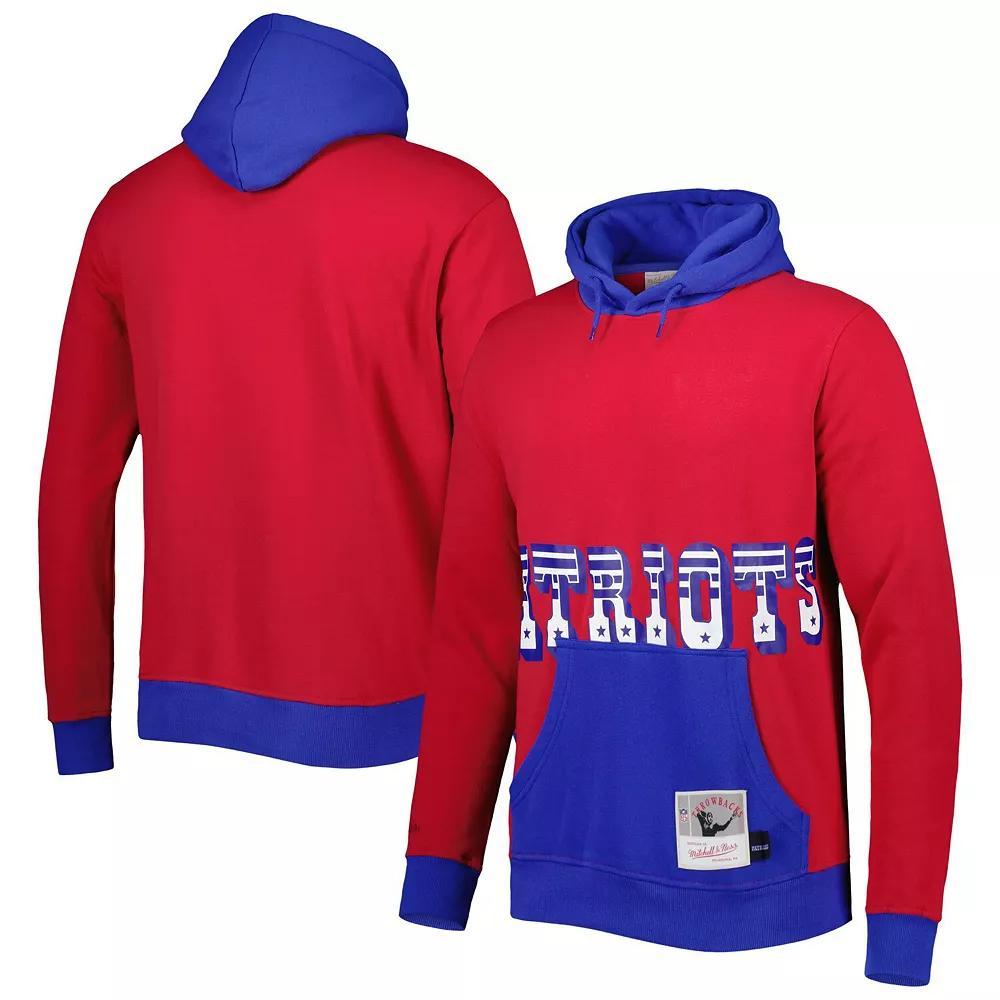 Men's Mitchell & Ness Red New England Patriots Big Face 5.0 Pullover Hoodie, Size: 5XL Product Image