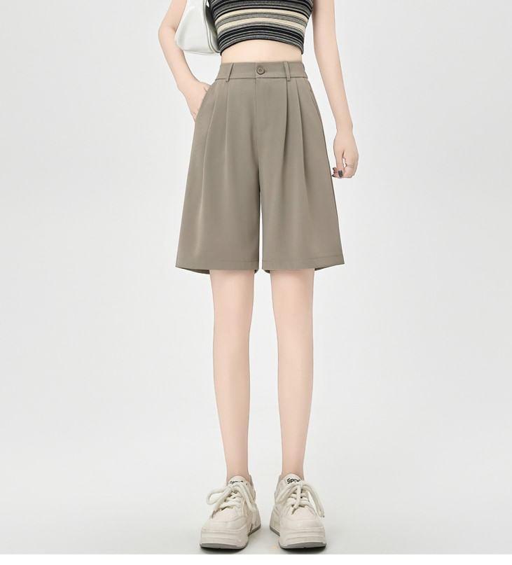 High Waist Plain Wide Leg Dress Shorts Product Image