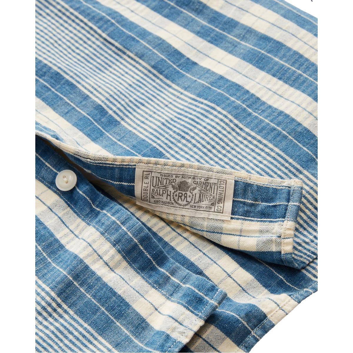 Indigo Plaid Cotton-Linen Workshirt Product Image