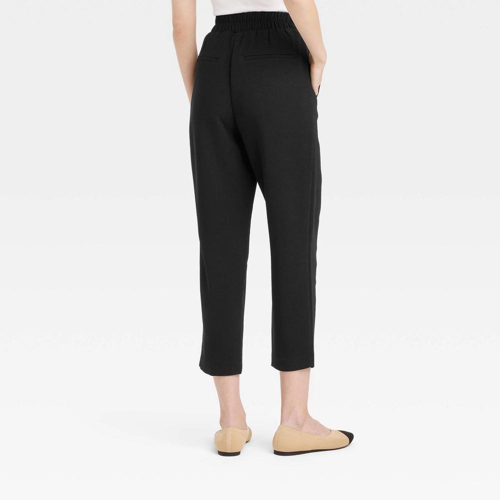 Womens Signature Crepe Tapered Ankle Pull-On Pants - A New Day Black M: High Rise, Back Elastic, 27 Inseam Product Image
