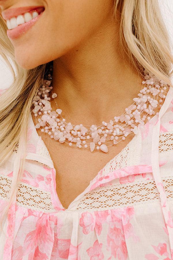Simply Sweet Layered Necklace in Rose Quartz Product Image