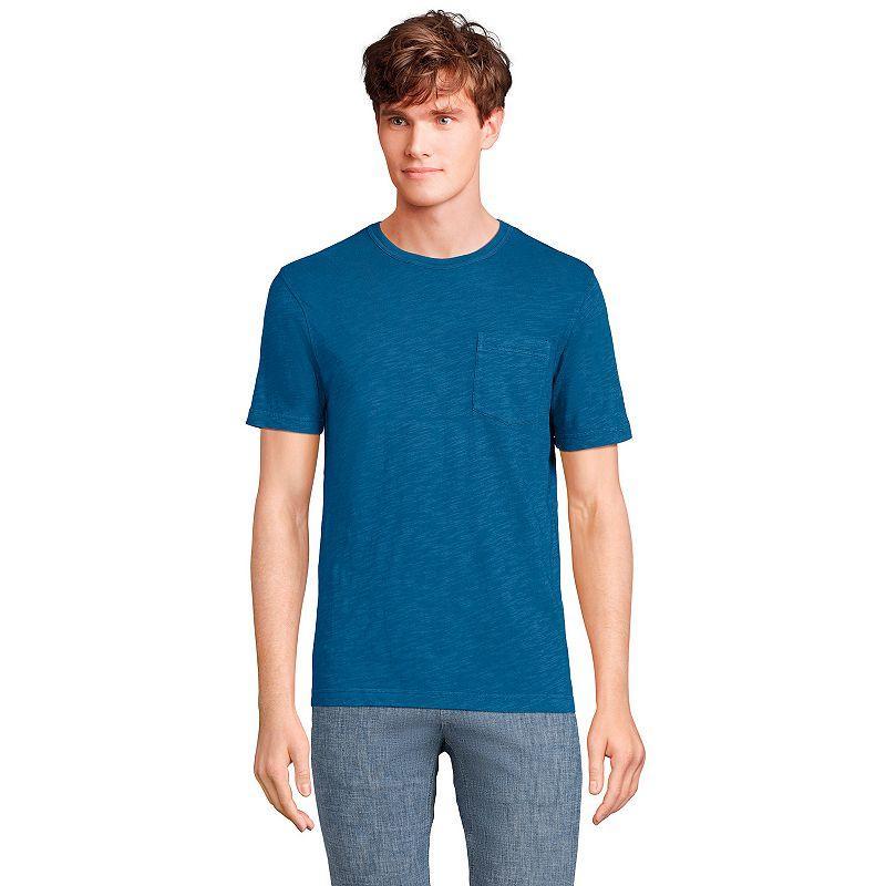 Mens Lands End Short Sleeve Pocket Tee Deep Blue Product Image