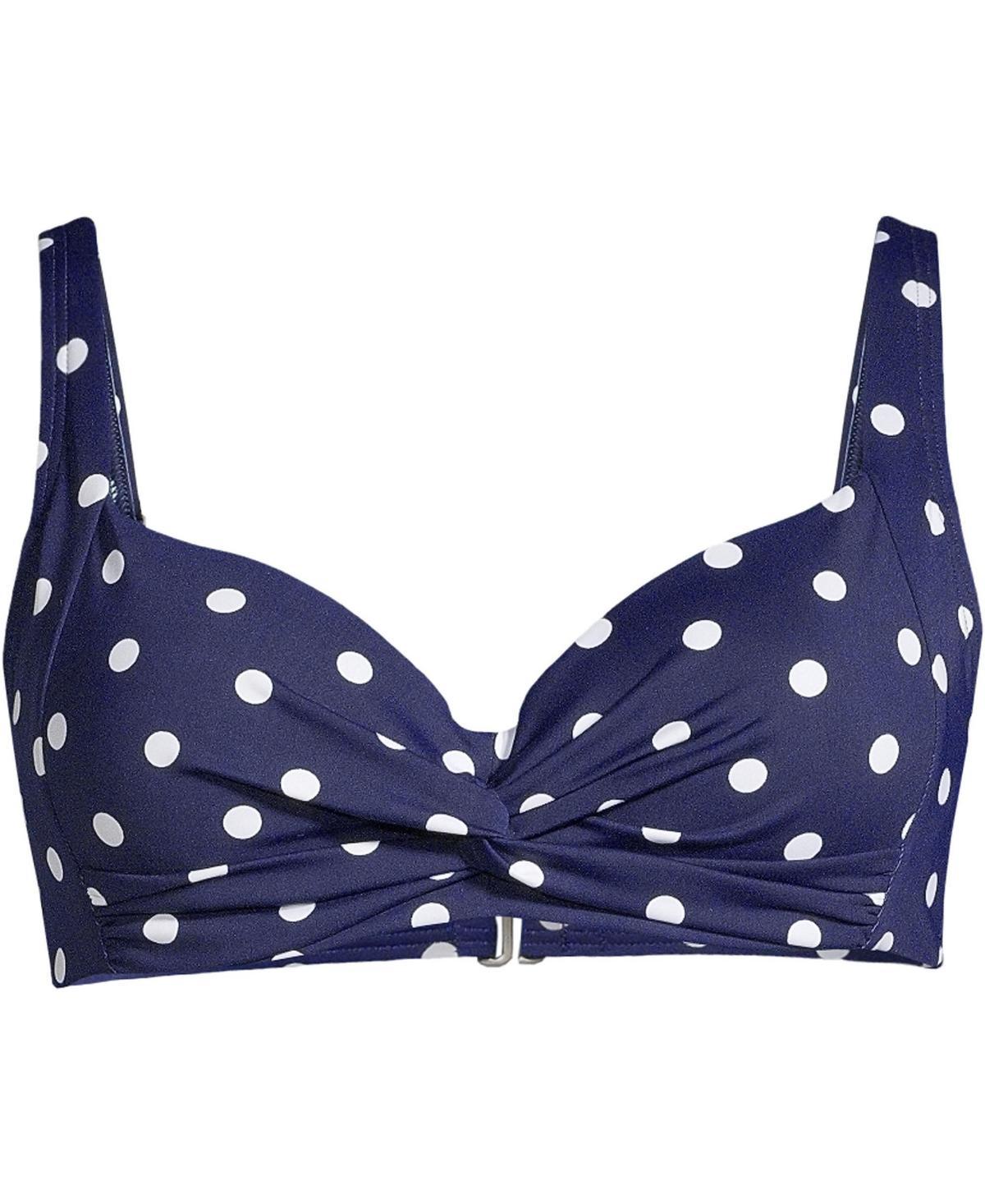 Plus Size Lands' End Twist-Front Underwire DD-Cup Bikini Top, Women's, Size: 24W Dd, Deep  Polka Dot Product Image
