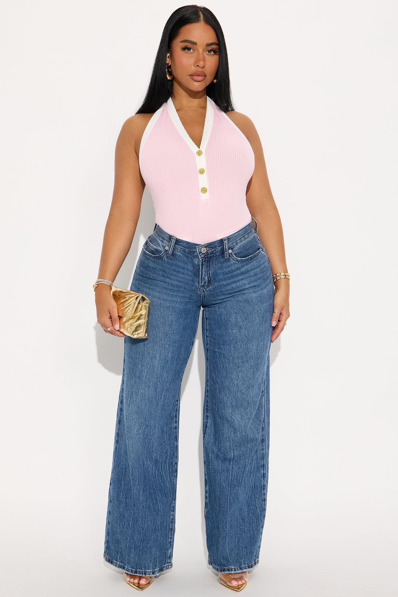 High Class Contrast Bodysuit - Pink/combo Product Image