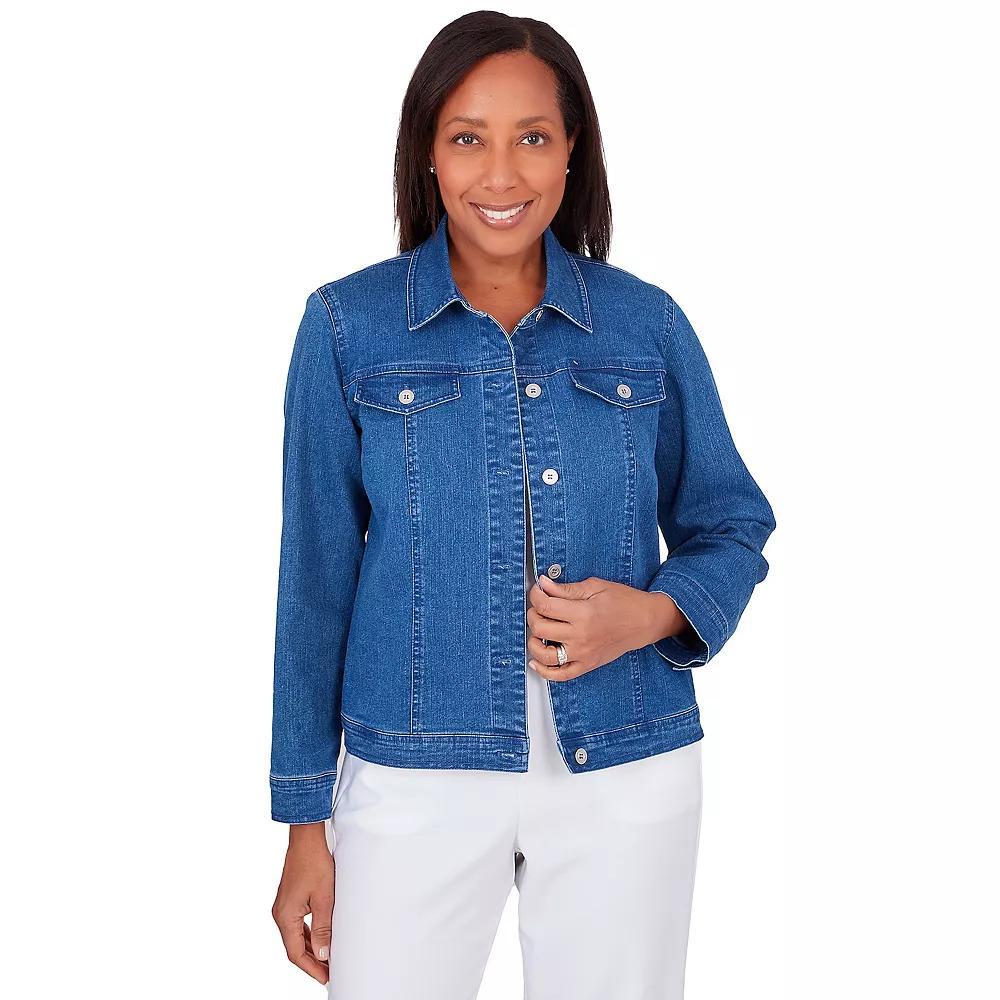 Women's Alfred Dunner Classic Fit Jean Jacket, Size: Medium, Medium Blue Product Image