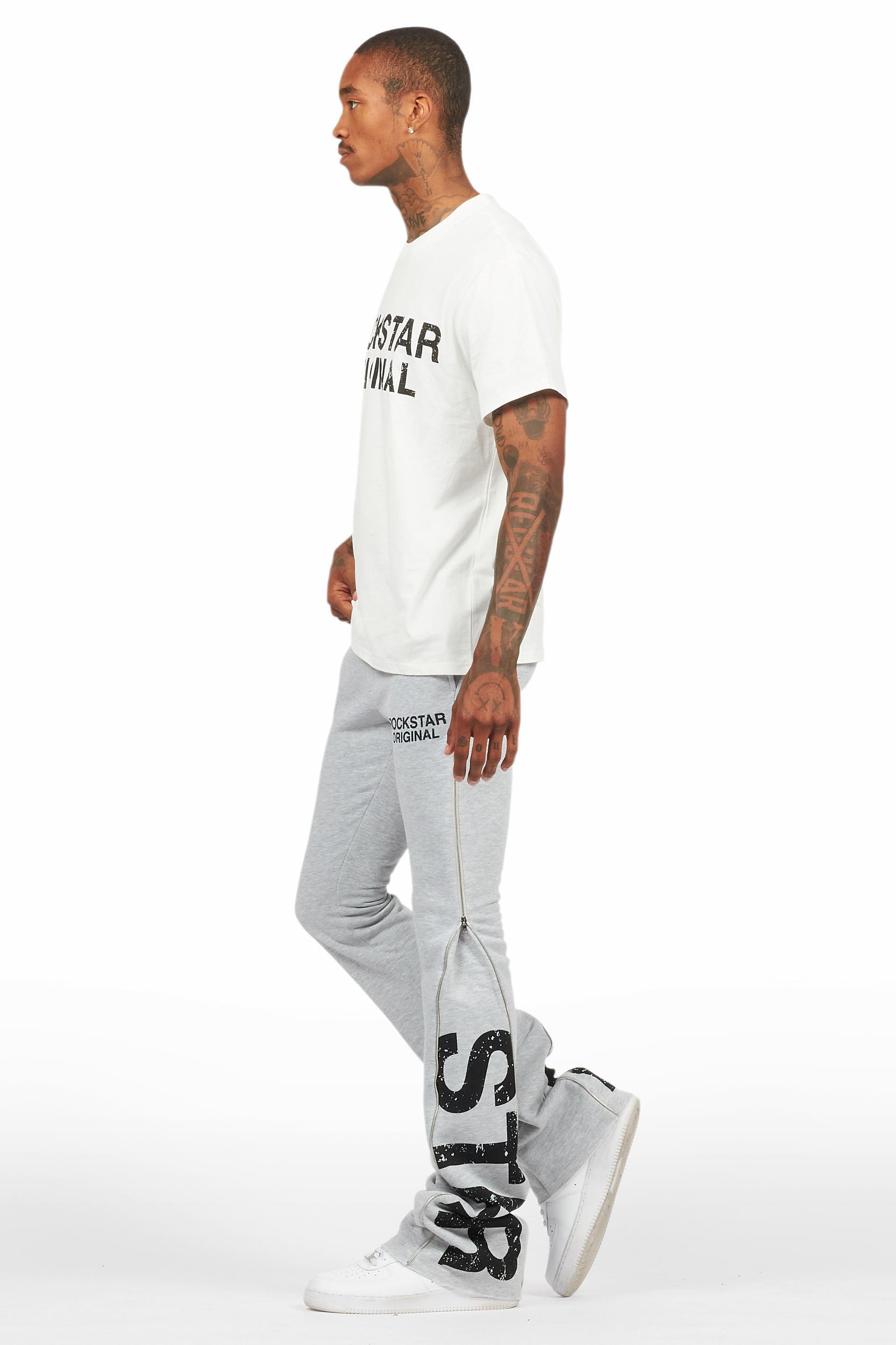 Deniska Heather Grey T-Shirt/Baggy Stacked Flare Track Set Male Product Image