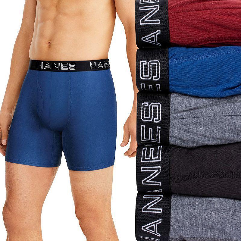 Men's Hanes® Ultimate Total Support Pouch ComfortFlex Fit 4-pack + 1 Bonus Boxer Briefs, Size: Large, Assorted Product Image