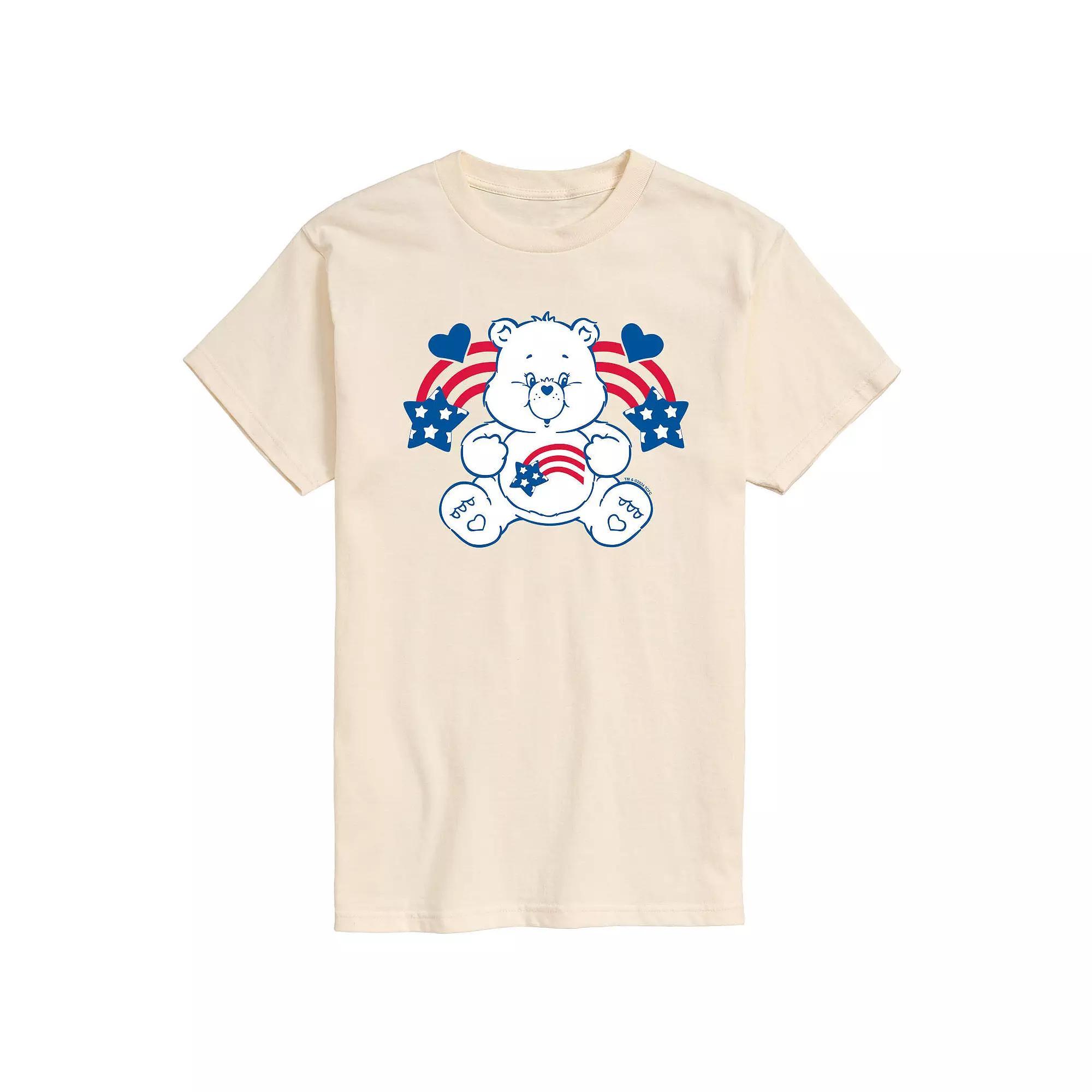Mens Care Bears America Stars Stripes Graphic Tee Ivory Product Image