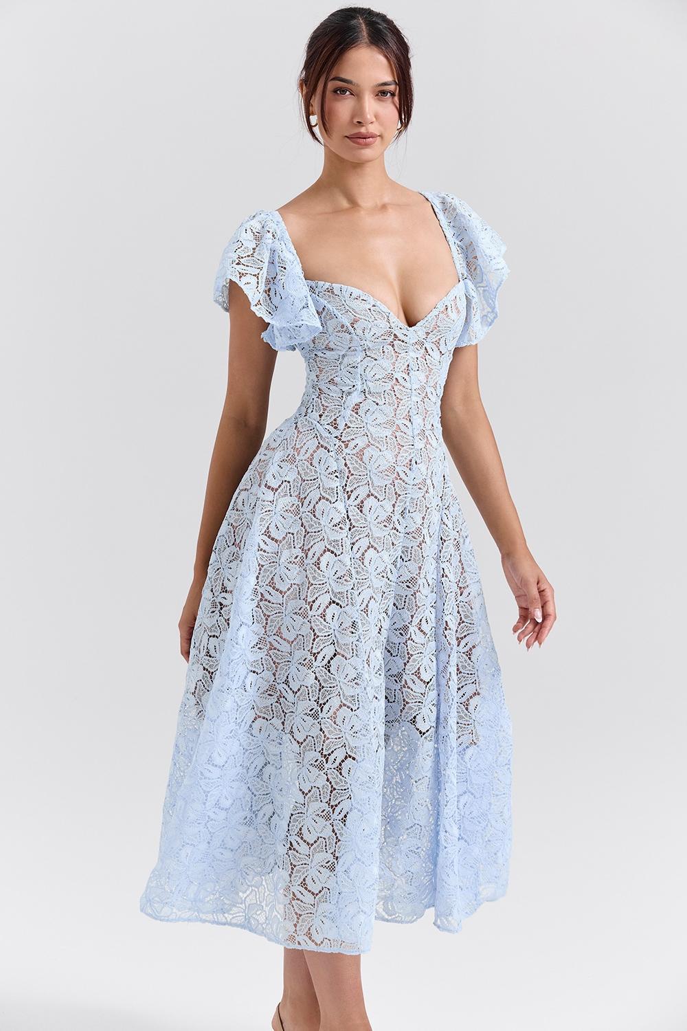 Austen Bluebell Floral Lace Midi Dress Product Image