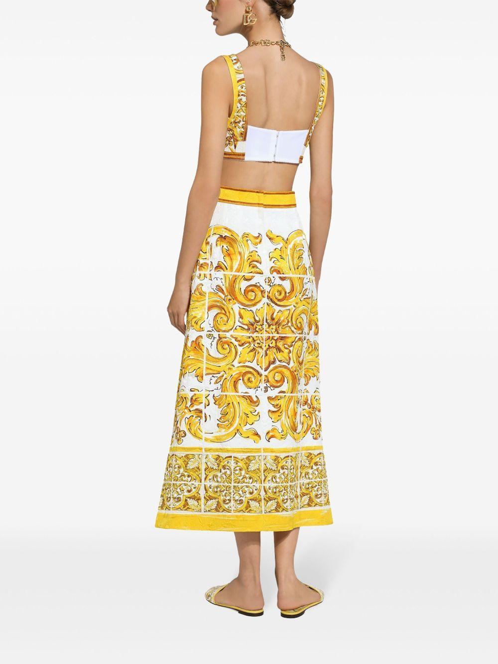 Majolica-print cotton crop top Product Image