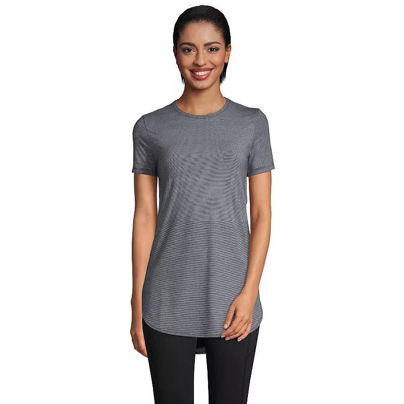 Women's Lands' End Moisture-Wicking UPF 50 Tunic, Size: XS, Black Pinstripe Product Image