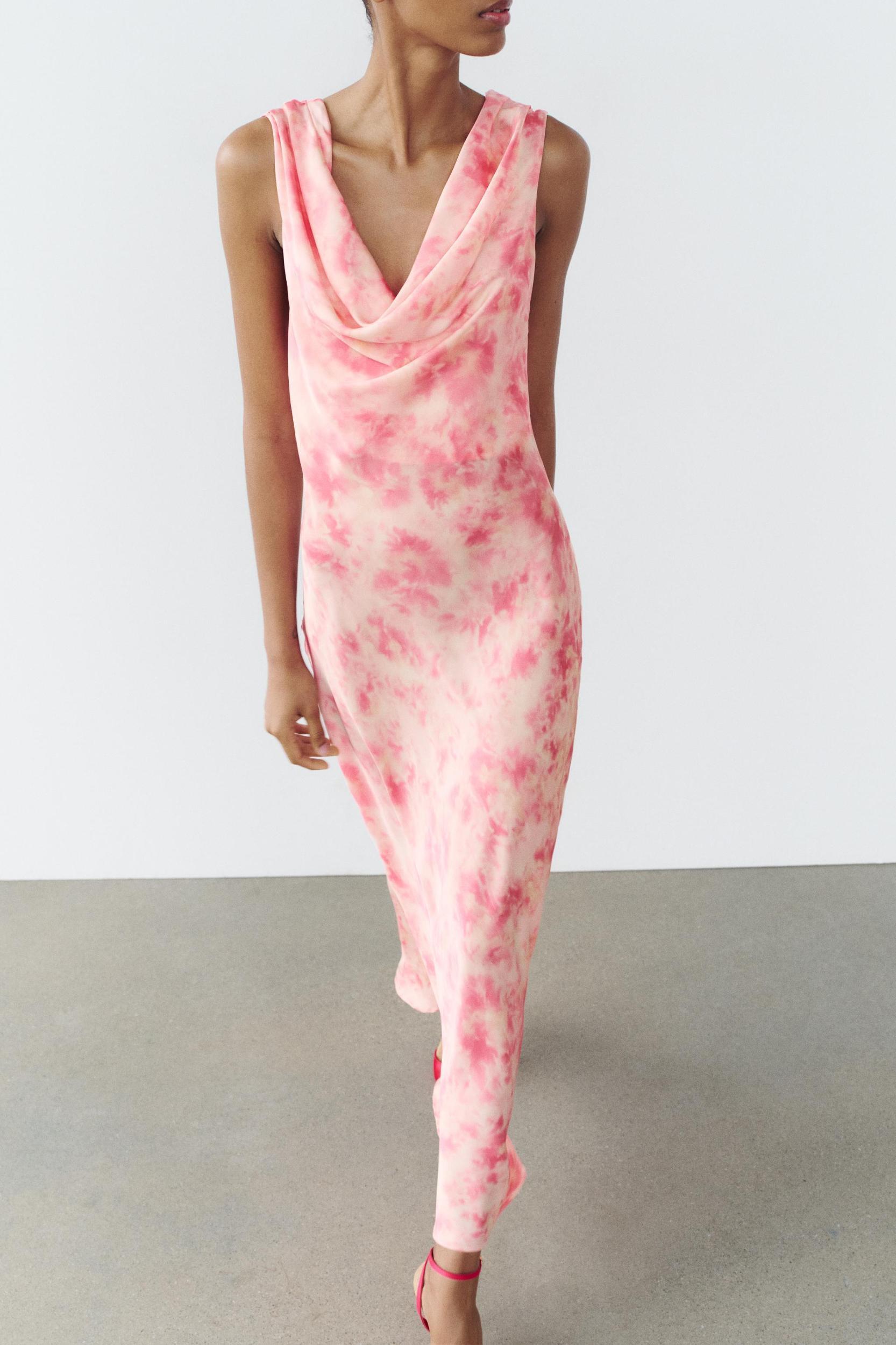 TIE DYE PRINT SATIN EFFECT DRESS Product Image