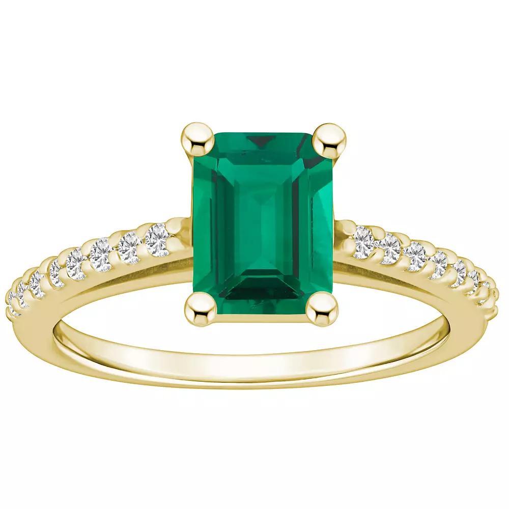 Alyson Layne 10k Gold Emerald Cut Gemstone 1/5 Carat T.W. Diamond Ring, Women's, Size: 8, Created Green Product Image