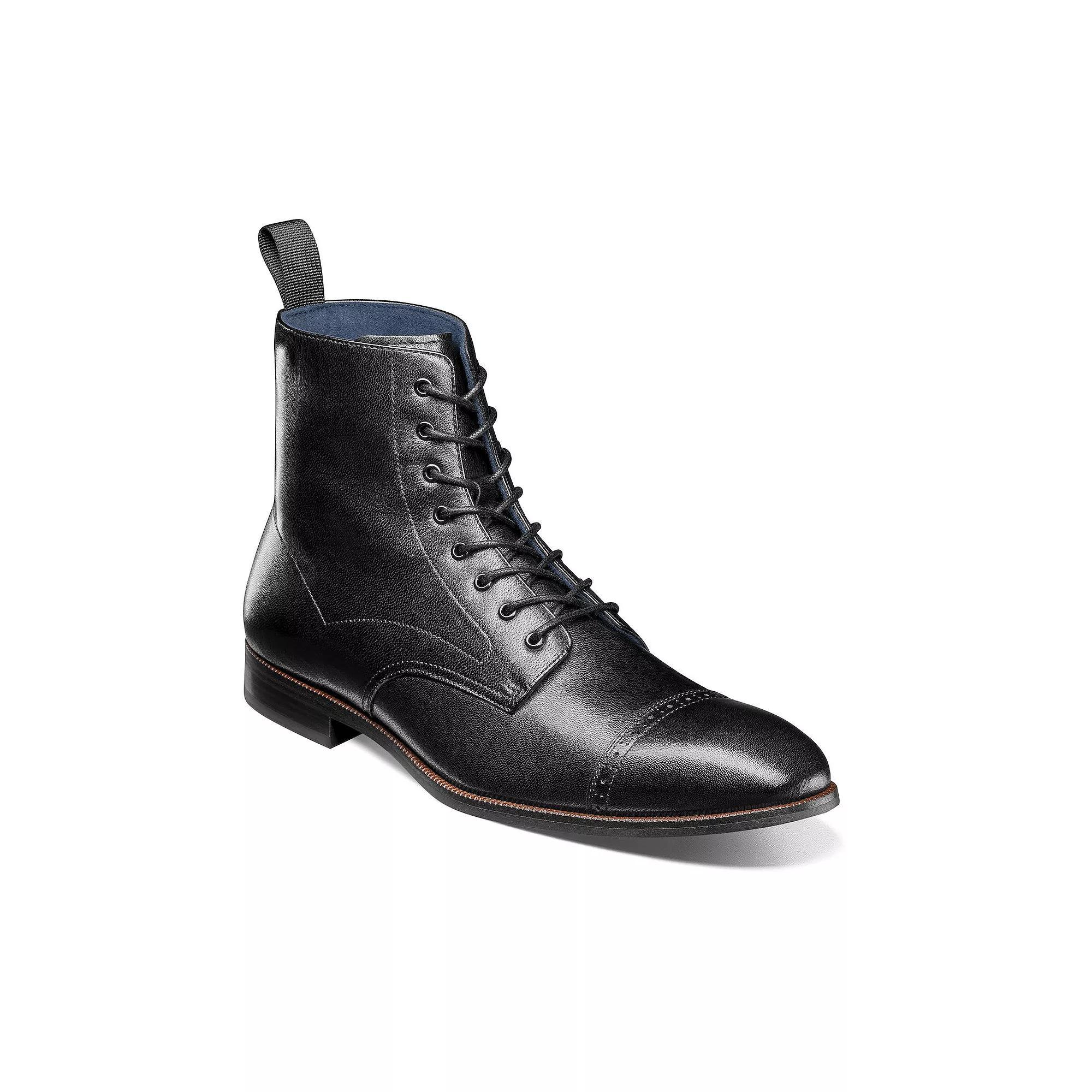 Stacy Adams Henry Men's Cap Toe Lace-Up Leather Boots, Size: 10.5, Black Product Image