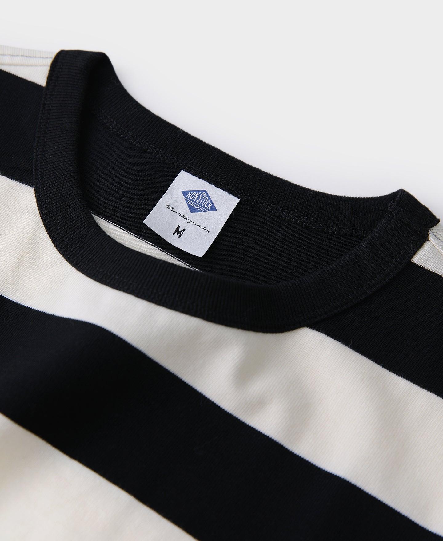 Heavyweight Cotton Wide Striped T-Shirt - Black/White Product Image
