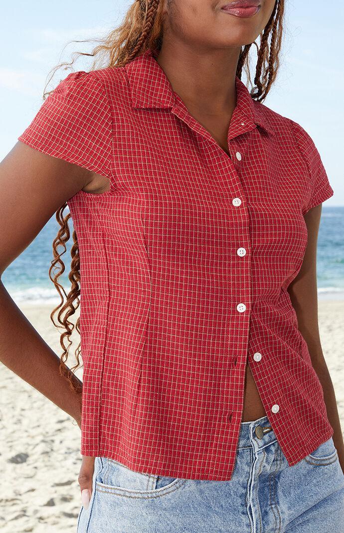 John Galt Women's Rue Plaid Collared Top Product Image