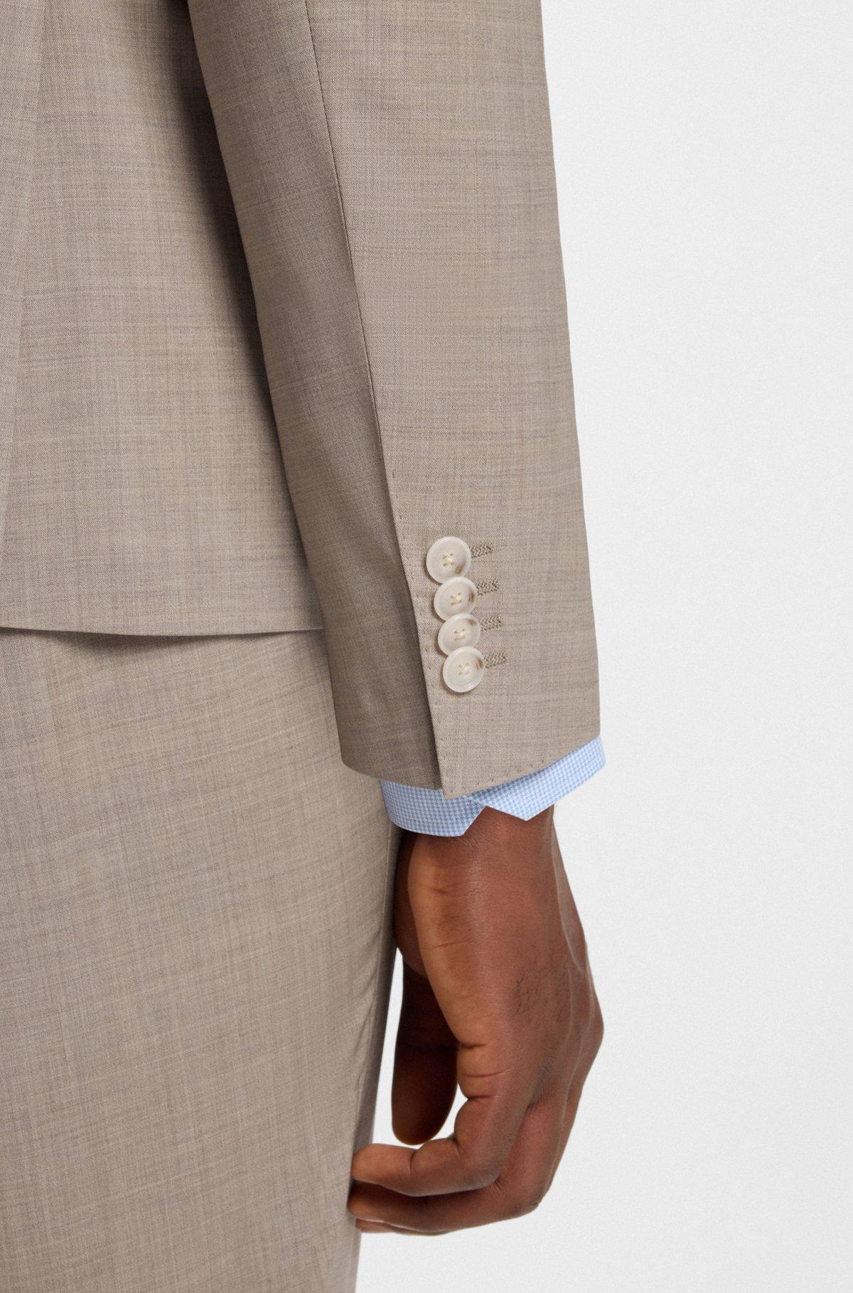 BOSS - Slim-fit three-piece suit in melange wool - Light Beige Product Image