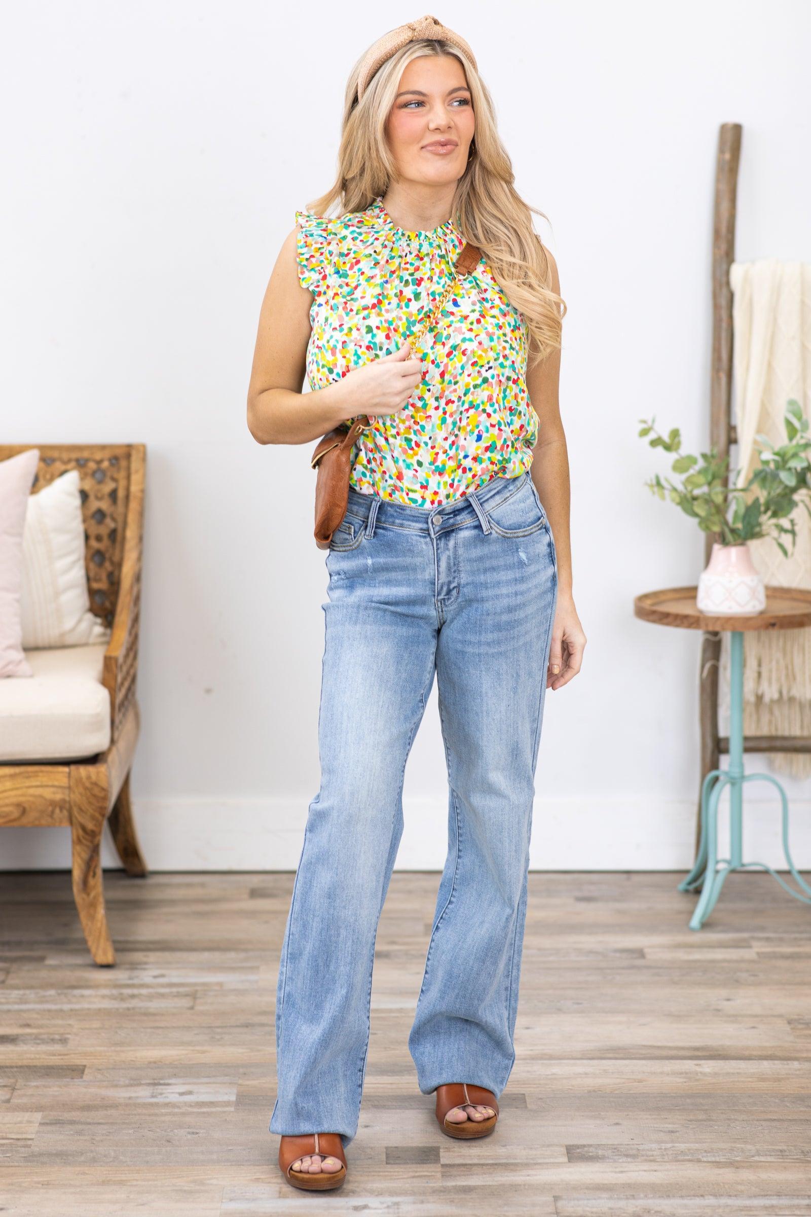 Judy Blue V Front Waistband Straight Fit Jeans Product Image