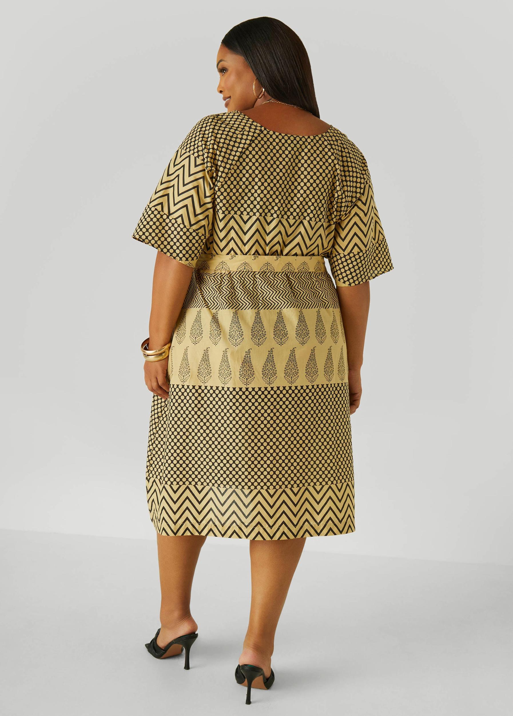 Faux Wrap Printed Cotton Dress Product Image