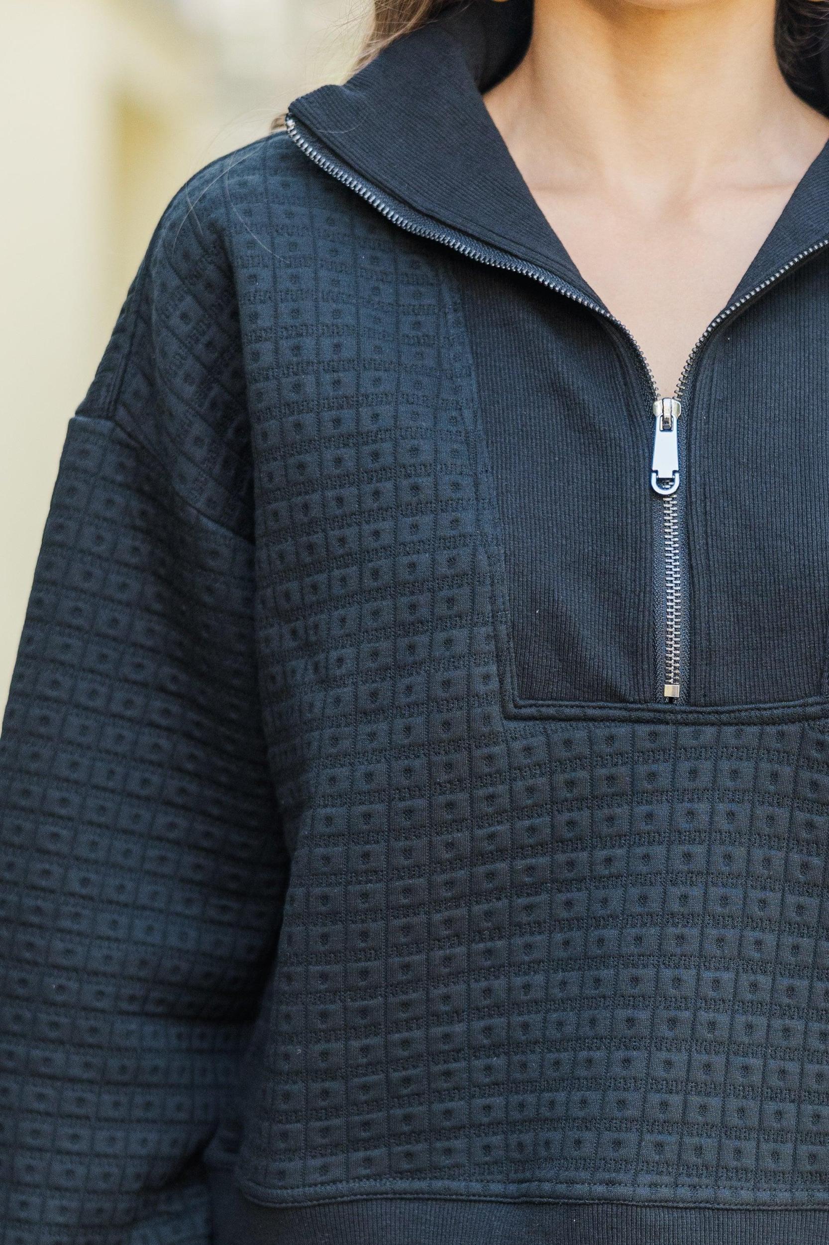 Set You Free Black Textured Top Female Product Image
