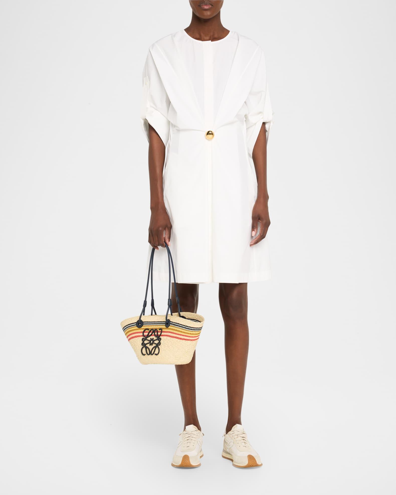 x Paula’s Ibiza Small Anagram Striped Basket Tote Bag in Raffia Product Image