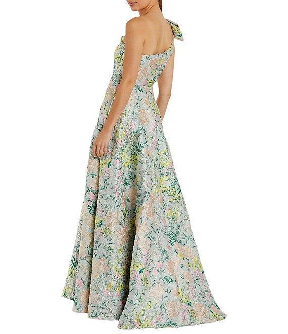 Mac Duggal Bow One Shoulder Bow Detail Brocade A-line Gown Product Image