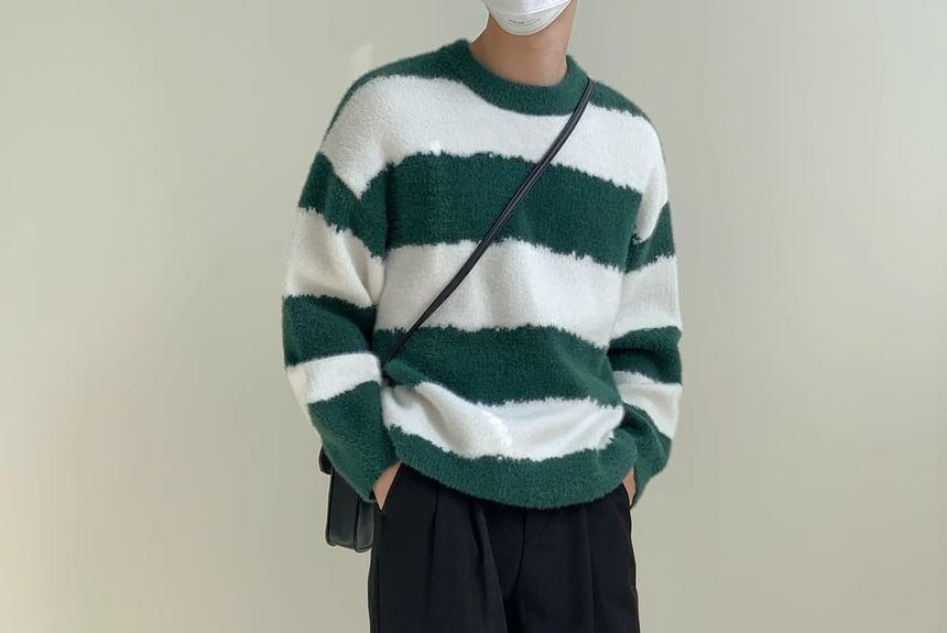 Crew Neck Striped Sweater Product Image
