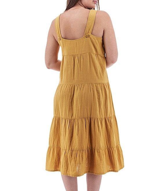 Aventura Kelford Organic Cotton Gauze Woven Square Neck Tiered Midi A-Line Dress Product Image