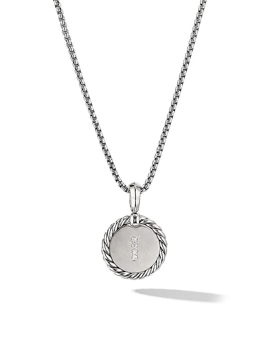 David Yurman Sterling Silver Cable Collectibles Initial Charm Necklace with Diamonds, 18 Product Image